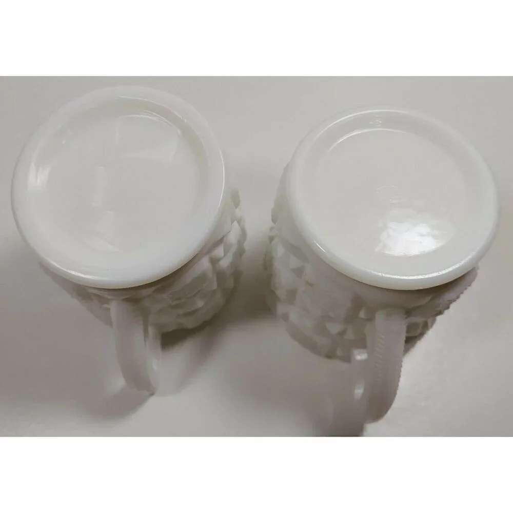 VTG Westmoreland White Milk Glass Flared Top Quilt Creamer and Sugar Bowl Set